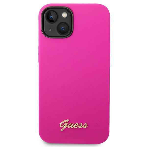Hülle Guess iPhone 14 6.1" fuchsia/fuschia hart case Silikon Vintage Gold Logo