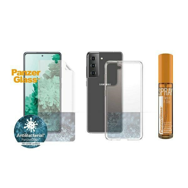PanzerGlass Set Start Sam S21 TPU Bildschirmschutz, Hülle ClearCase, Spray 30ml
