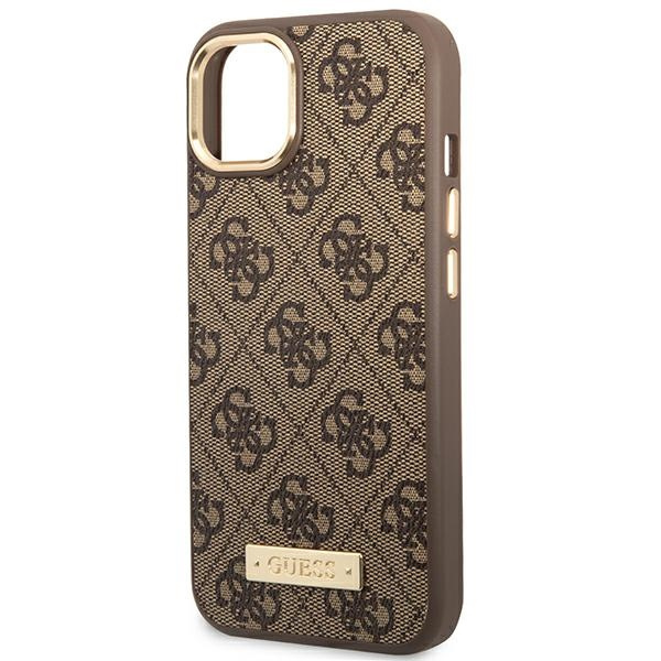 Case GUESS Apple iPhone 14 Plus 4G Logo Plate MagSafe Brown Hardcase