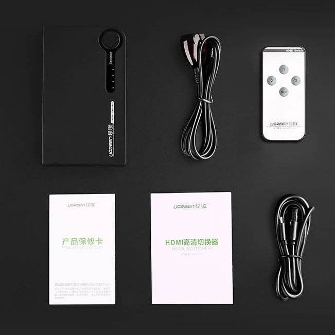 Ugreen HDMI - 3x HDMI splitter switch 3D 4K 7,5 Gbps 36 bit per channel black (40234)