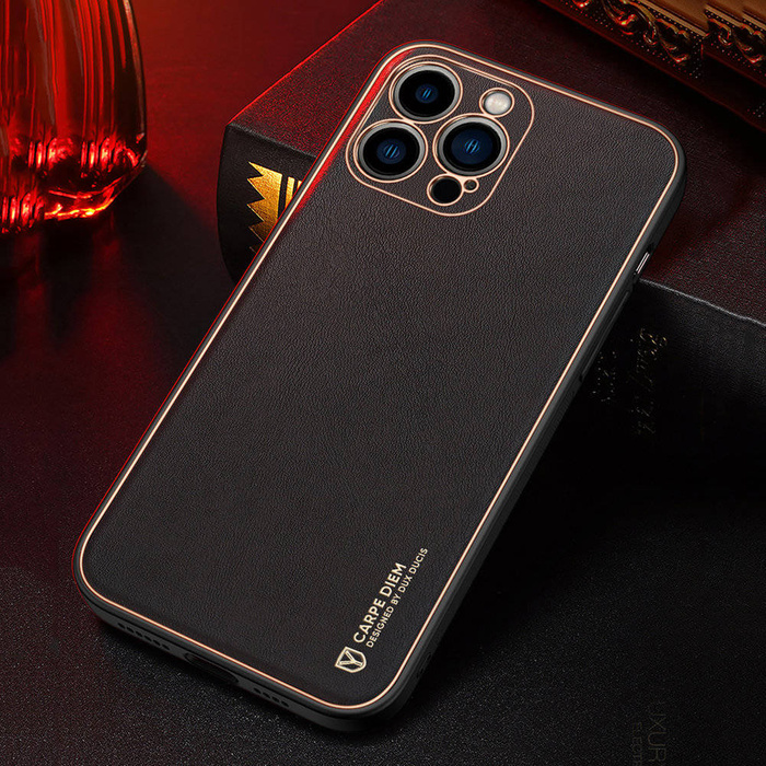 Elegantné Puzdro Dux Ducis Yolo vyrobené z koženky iPhone 13 Pro červené