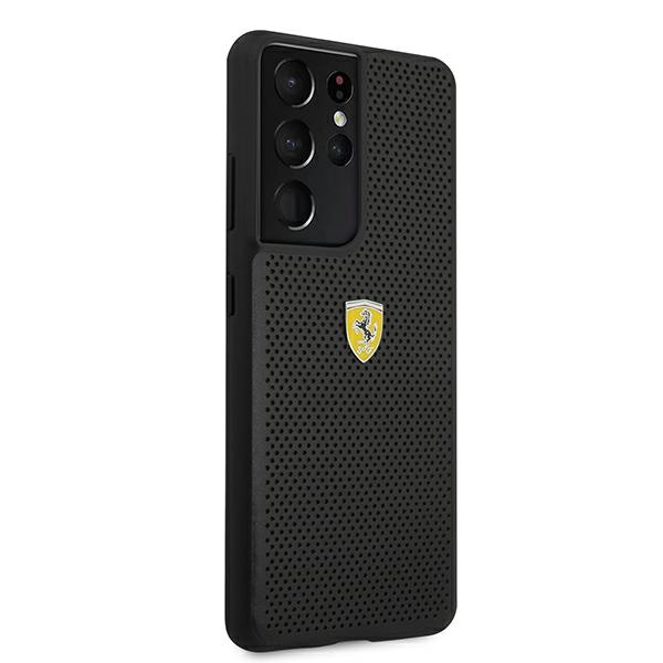 Cover FERRARI Samsung Galaxy S21 Ultra G996 On Track Perforated FESPEHCS21LBK Nero Hardcase