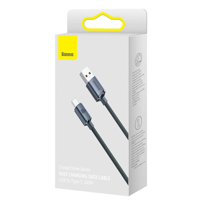 [RETURNED ITEM] Baseus Crystal Shine Series kabel USB kabel pro rychlé nabíjení a přenos dat USB Typ A - USB Typ C 100W 1,2 m černý (CAJY000401)