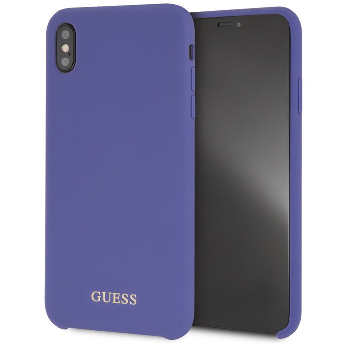 Puzdro GUESS Apple iPhone Xs Max Silikónové fialové pevné puzdro