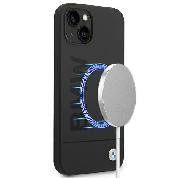 Case BMW BMHMP14SSLBLBK iPhone 14 6.1" black/black hardcase Silicone Signature Logo MagSafe