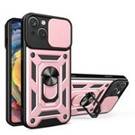 Hybrid Armor Camshield Hülle für iPhone 14 Plus gepanzerte Hülle mit Kameraabdeckung Pink