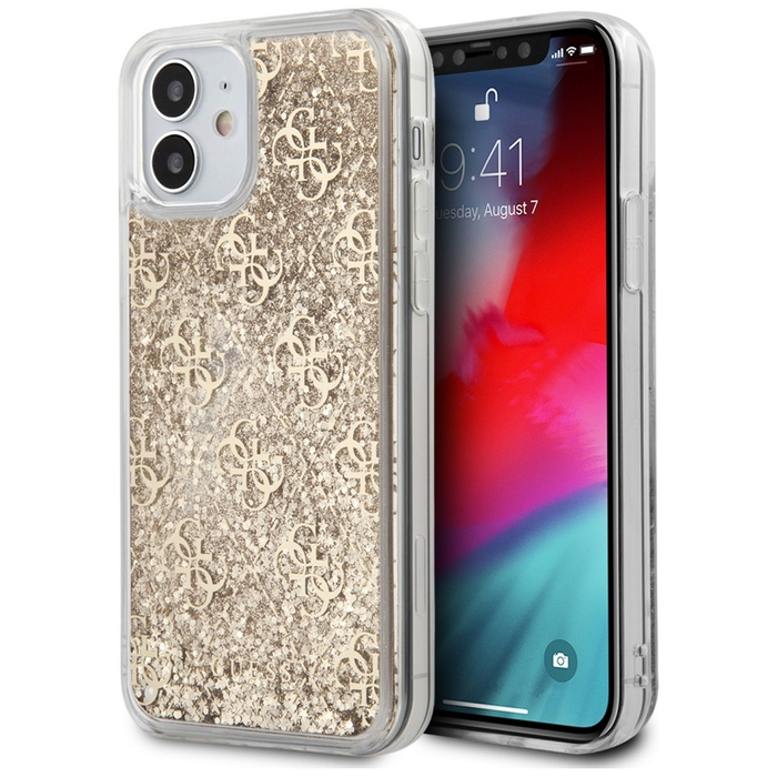 Puzdro GUESS Apple iPhone 12 Mini 4G Liquid Glitter GUHCP12SLG4GSLG Zlaté pevné puzdro