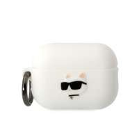 Karl Lagerfeld KLAP2RUNCHH AirPods Pro 2 cubierta blanco/blanco Silicona Choupette Cabeza 3D