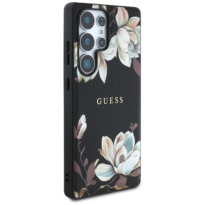 Etui Guess Grained Printed Flower         Pattern MagSafe do Samsung Galaxy S25 Ultra czarny