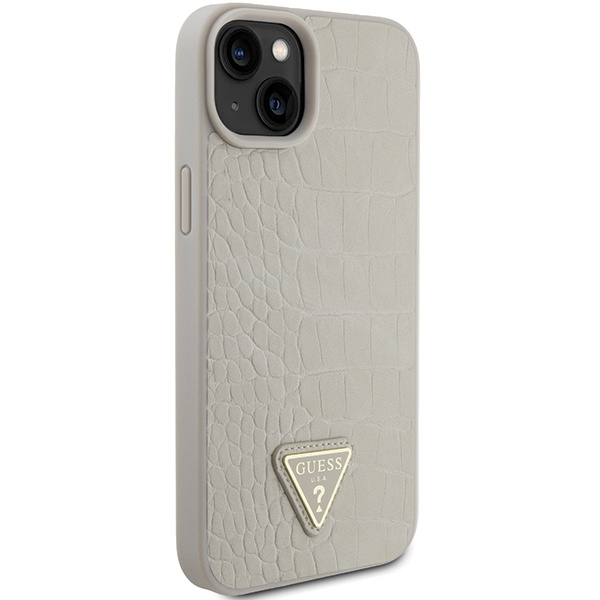 Hülle Guess GUHCP15SPCRTHCD iPhone 15 6.1" gold/gold hartcase Croco Dreieck Metall Logo Case