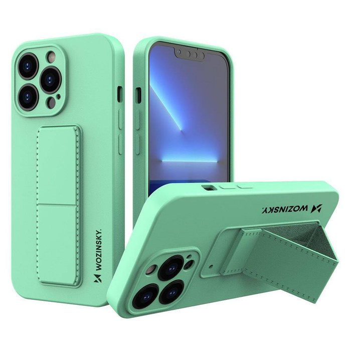 Wozinsky Kickstand Case étui flexible en silicone avec support iPhone 13 mini menthe