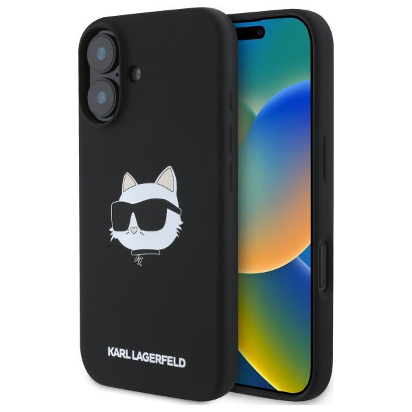 Etui Karl Lagerfeld iPhone 16 czarny/black HC MagSafe Sil Choupette Head Print