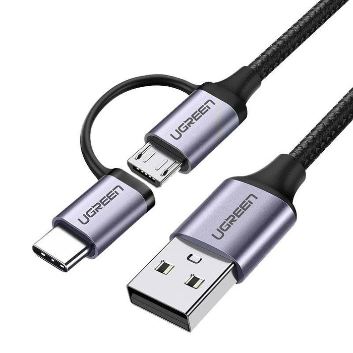 Ugreen USB - micro USB / USB Type C 2in1 cable 2,4A 1m black (30875)