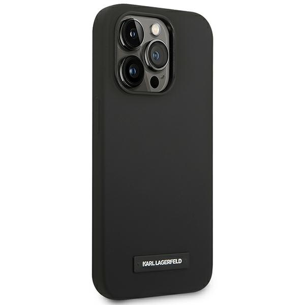 Hülle Karl Lagerfeld KLHMP14XSLMP1K iPhone 14 Pro Max 6,7" hartcase schwarz/schwarz Silikonplakette MagSafe