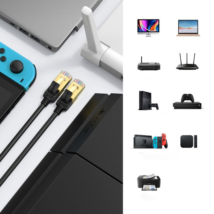 Kabel síťový kabel Ugreen NW107 RJ45/Cat 7 STP 15 m - černý