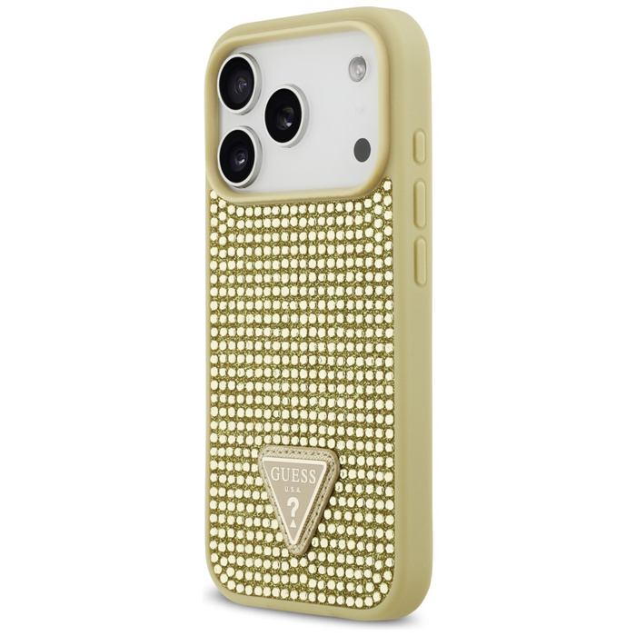 Etui Guess Rhinestone Triangle Logo do   iPhone 17 Pro złoty