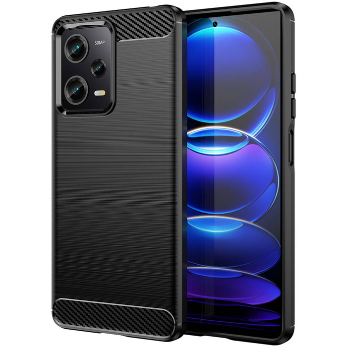 Housse Carbone Xiaomi Poco X5 Pro 5G / Redmi Note 12 Pro Housse Silicone Souple Carbone Noir