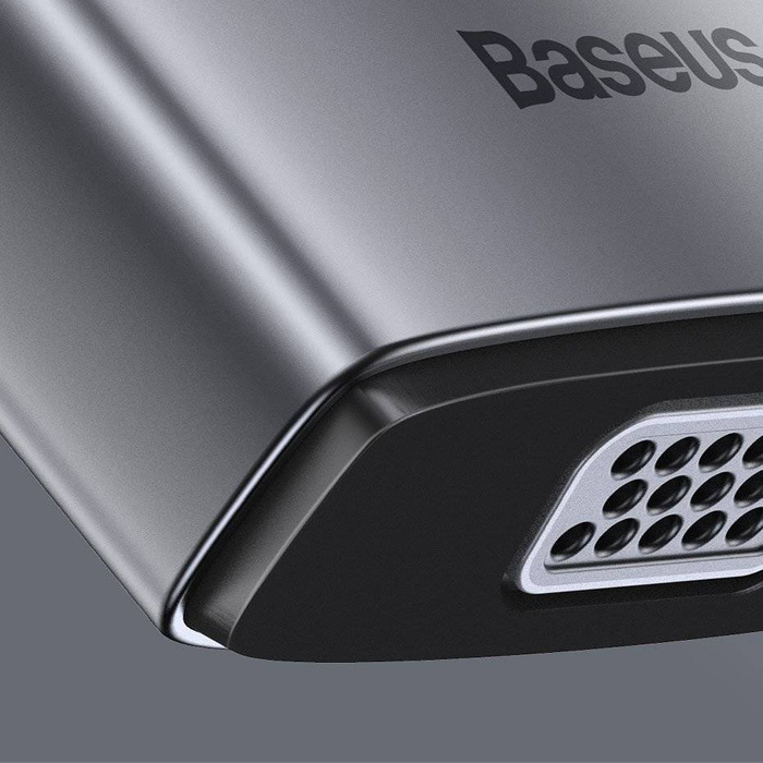 Baseus Metal Gleam 11in1 Multifunktions-HUB USB Typ C - 3x USB 3.2 Gen 1 5Gbps / USB Typ C PD 100W / 3,5 mm Miniklinke AUX / VGA Full HD 60Hz / 2x HDMI 4K 30Hz / TF und SD Kartenleser / RJ45 1Gbps grau (CAHUB-CT0G)