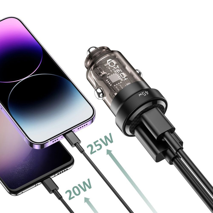 TECH-PROTECT CC45W 2-PORTOVÁ NABÍJAČKA DO AUTA PD45W/QC3.0 ČIERNA