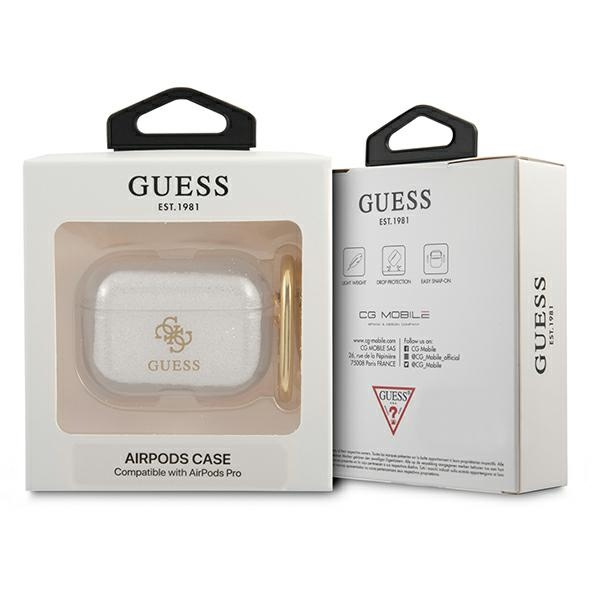Guess, GUAPUCG4GT AirPods Pro Hülle Transparent Glitter Collection