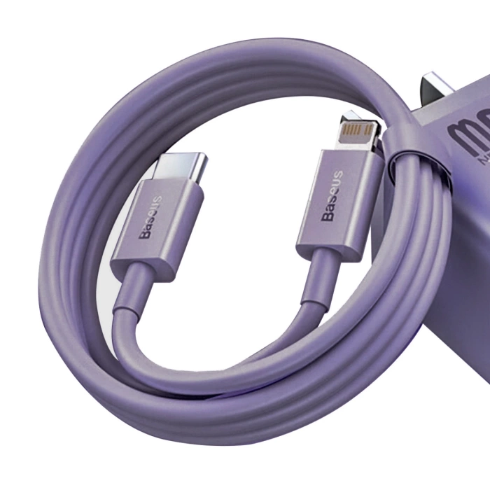 Kabel USB-C pro rychlé nabíjení / přenos dat - Lightning PD 20W 1m Baseus Superior Series - fialový