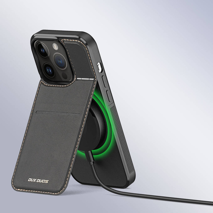 3-in-1-Hülle für iPhone 14 Pro mit MagSafe Wallet RFID-blockierender Ständer Dux Ducis Rafi Mag – Schwarz