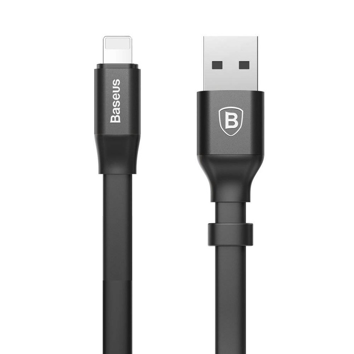 Cavo piatto Baseus Nimble Cavo USB / Lightning con supporto 2A 0,23M nero (CALMBJ-B01)