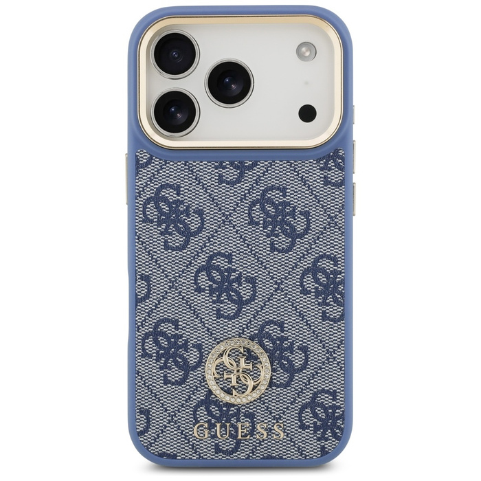 Etui Guess 4G Strass Logo MagSafe do     iPhone 17 Pro niebieski