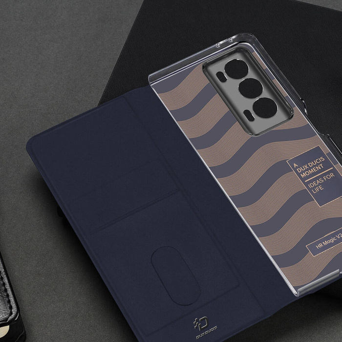Custodia in pelle Dux Ducis Bril con supporto e portafoglio per Honor Magic VS - blu