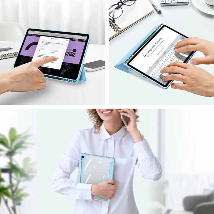 Dux Ducis Toby Hülle mit Klappe und Ständer für Samsung Galaxy Tab S9 / S9 FE – blau