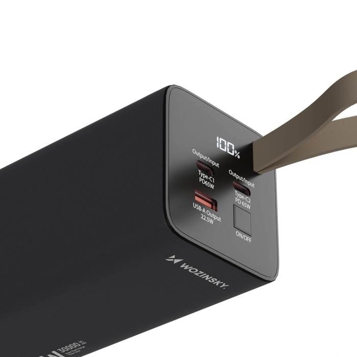 Powerbank Wozinsky K65+ 65W 30000mAh 2x USB-C, 1x USB-A 65W - szary