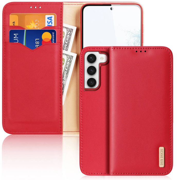 Dux Ducis Hivo Hülle für Samsung Galaxy S23 Flip Cover Wallet Stand RFID Blocking rot