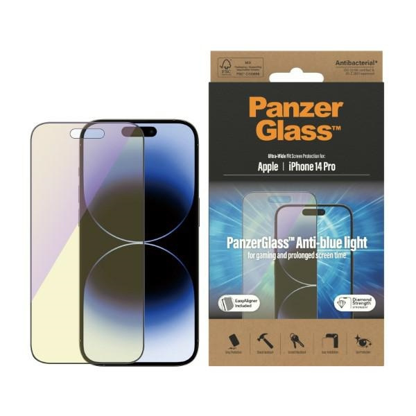 PanzerGlass Ultra-Wide Fit iPhone 14 Pro 6.1" Screen Protection Antibacterial Easy Aligner Included Anti-blue light 2792