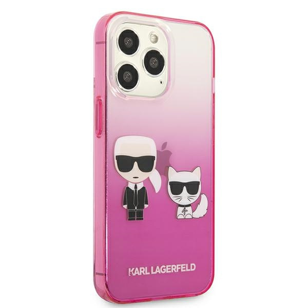 Case KARL LAGERFELD Apple iPhone 13 13 Pro Gradient Ikonik Karl &amp; Choupette Pink Hardcase