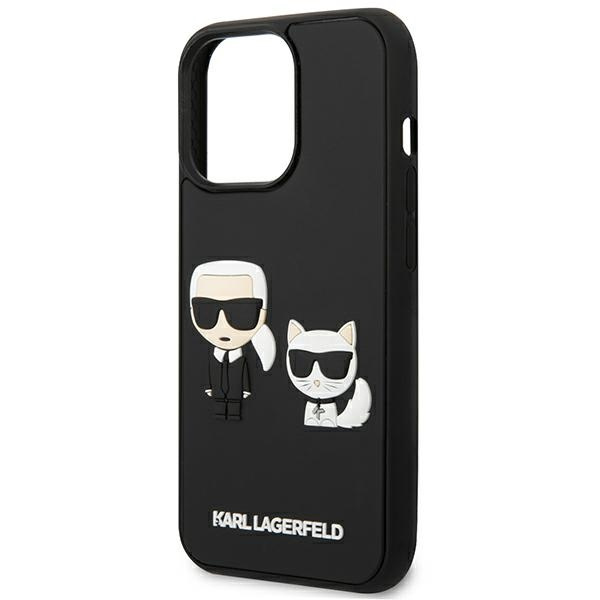 Hülle KARL LAGERFELD Apple iPhone 13 13 Pro Karl&amp;Choupette Ikonik 3D Schwarz Hartcase