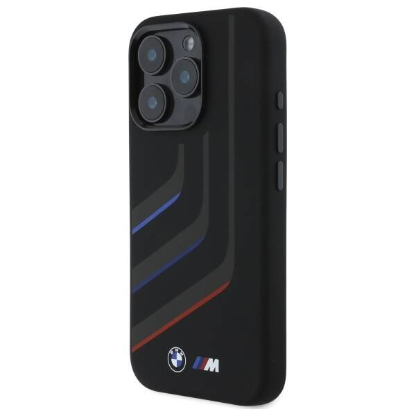 Case BMW iPhone 16 Pro Max black/black hardcase Silicone Turning Lines MagSafe