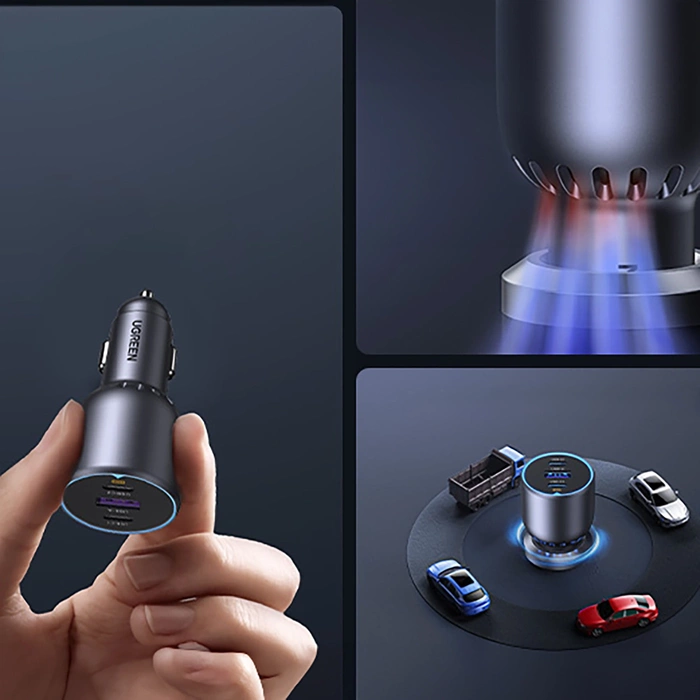 Ugreen EC705 car charger 130W 2x USB-C 1x USB-A - gray