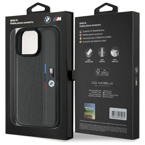 Hülle BMW iPhone 16 Pro 6,3" anthrazit/anthrazit hartcase M Perforated Tricolor Detail Line