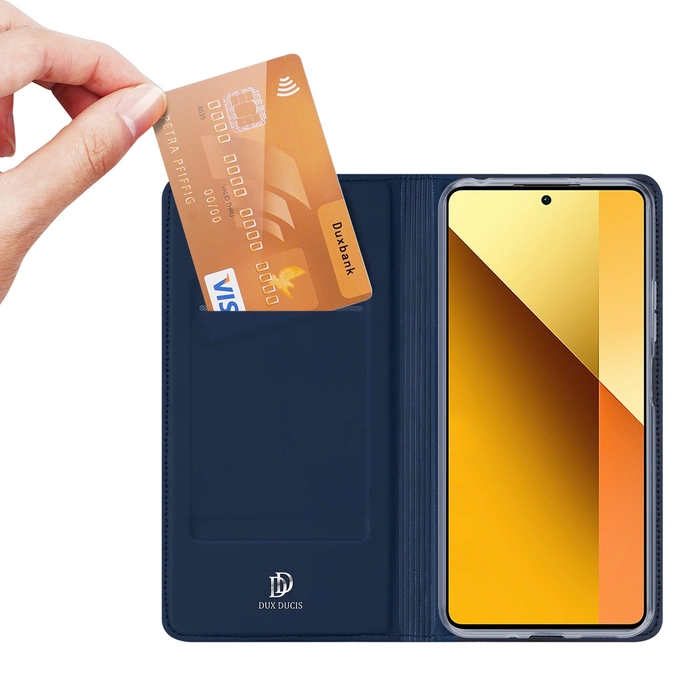 Custodia Dux Ducis Skin Pro con patta e slot per schede per Xiaomi Redmi Note 13 5G - blu