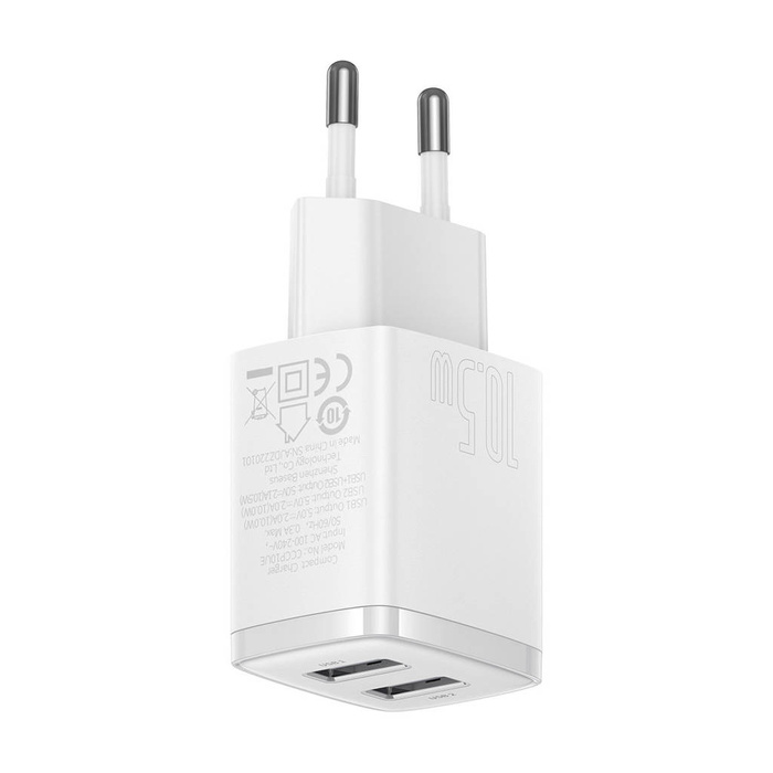 Baseus  Compact  Charger 2U 10.5W EU White