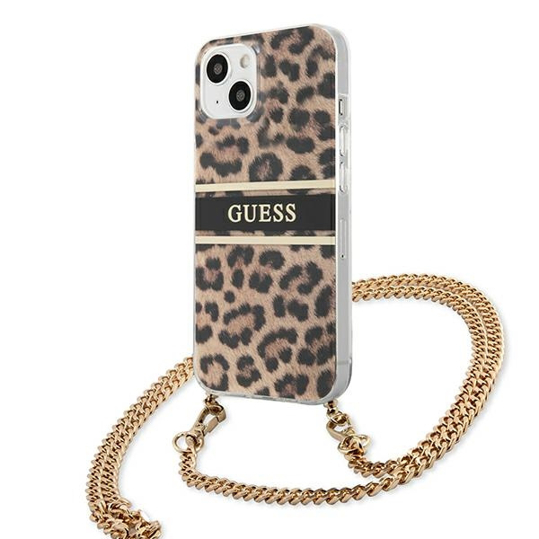 Puzdro Apple iPhone 13 Mini Leopard Gold Strap Brown