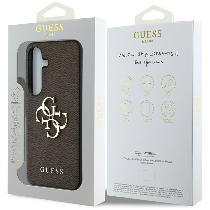 Etui Guess Grained Big 4G Logo Small      Classic Logo do Samsung Galaxy S25+ brązowy