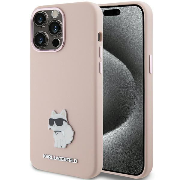 Etui Karl Lagerfeld KLHCP15LSMHCNPP iPhone 15 Pro 6.1" różowy/pink Silicone Choupette Metal Pin Case