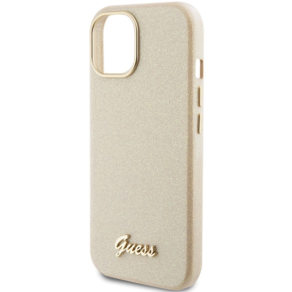 Guess GUHCP15SPGMCSD iPhone 15 6.1" gold/light gold hardcase Glitter Glossy Script