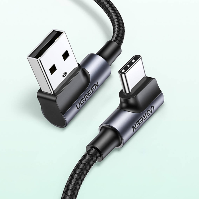 Ugreen 90° angled cable USB C - USB 2.0 480Mbps 3A 3m black (US176)