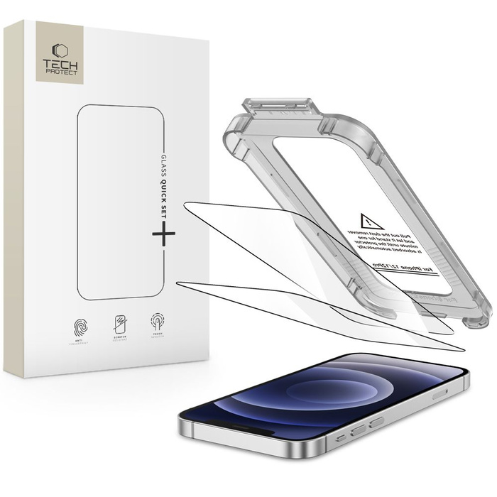 SZKŁO HARTOWANE TECH-PROTECT IPHONE 12 / 12 PRO QUICK SET+ 2-PACK CZARNE