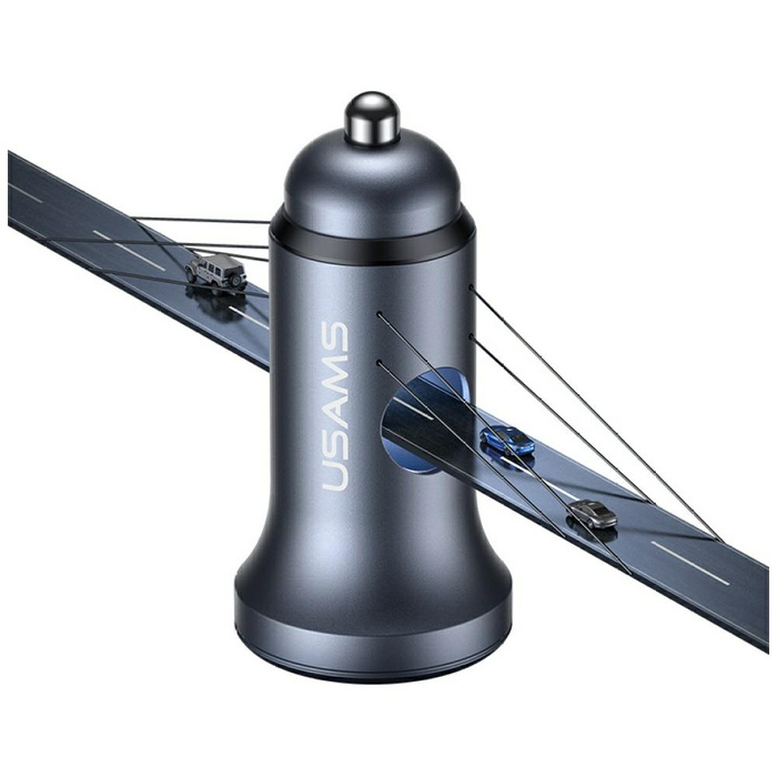 Ładowarka samochodowa USAMS CC320        Aluminium 2.4A 2xUSB-A tarnish