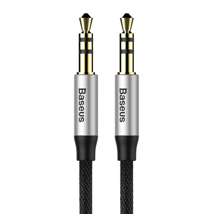 Baseus Yiven M30 stereo AUX audio kabel 3,5 mm samec mini jack 1,5 m stříbrno-černý (CAM30-CS1)