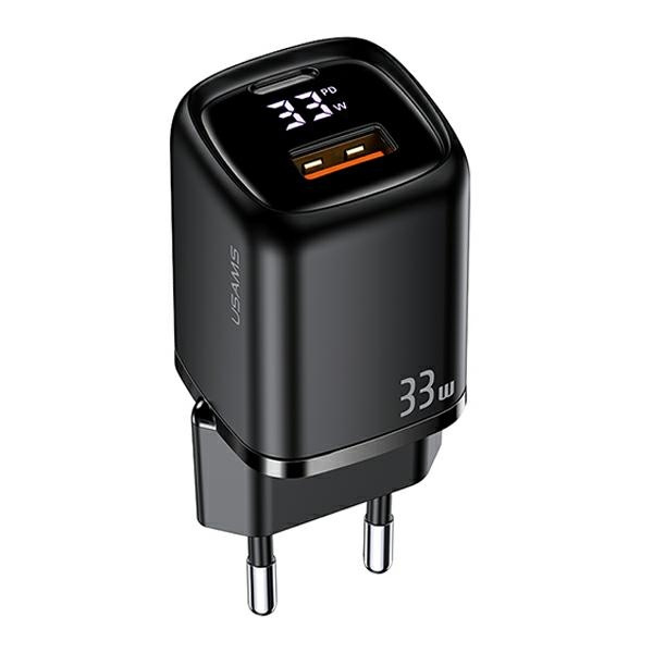 USAMS Network Charging. 1xUSB-C+1xUSB T46 33W (only head) PD3.0 +QC3.0 Fast Charging black/black CC152TC01 (US-CC152)
