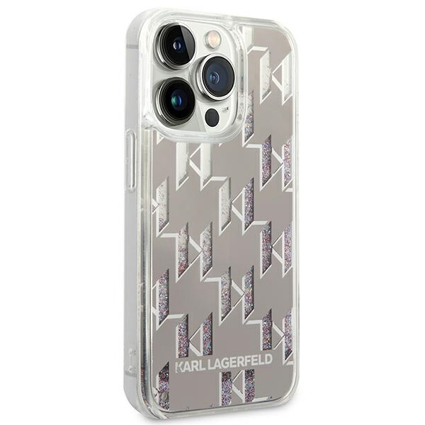 Karl Lagerfeld KLHCP14LLMNMS iPhone 14 Pro 6.1" hartcase silber/silber Liquid Glitter Monogramm